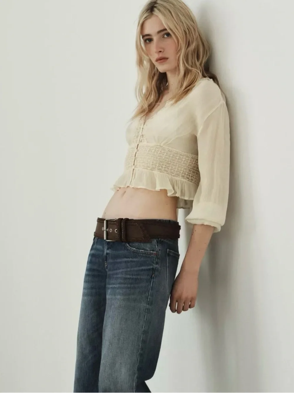 NWT ZARA GAUZE LACE SHIRT